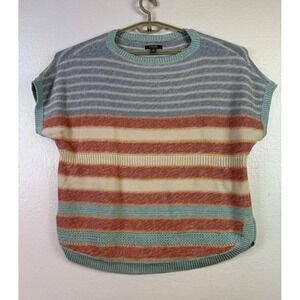 Chaps Short Sleeve Sweater Women 1X Blue Pink Beige Cotton Summer Casual